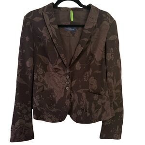 Piazza Sempione Floral Jacquard Textured Brocade Button Blazer